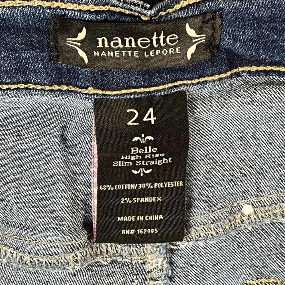 Nanette Lepore Belle High Rise Slim Straight Jeans Size 24 - Picture 6 of 11